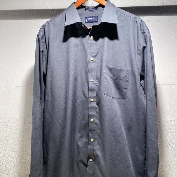 Stafford Essentials Men's Cotton Blend Broadcloth Button Down Shirt - Picture 1 of 5